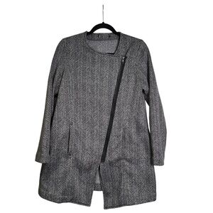 Banana Republic M Gray & Black Herringbone Moto Sweater Jacket